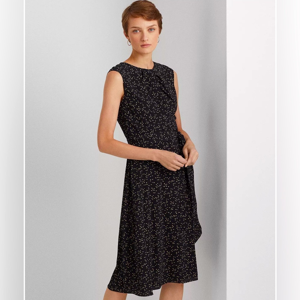 NWT Lauren Ralph Lauren Black Bubble Crepe Dreas‎ sz 12